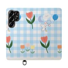 Load image into Gallery viewer, Pastel Blue Gingham iPhone Flip Case