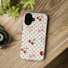Load image into Gallery viewer, Cherry Hearts Tough Phone Case – Cute Retro Cherry Pattern Protective Cover