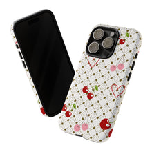 Load image into Gallery viewer, Cherry Hearts Tough Phone Case – Cute Retro Cherry Pattern Protective Cover