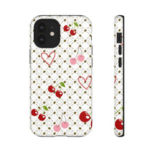 Load image into Gallery viewer, Cherry Hearts Tough Phone Case – Cute Retro Cherry Pattern Protective Cover