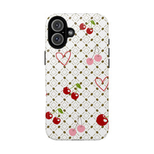 Load image into Gallery viewer, Cherry Hearts Tough Phone Case – Cute Retro Cherry Pattern Protective Cover