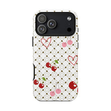 Load image into Gallery viewer, Cherry Hearts Tough Phone Case – Cute Retro Cherry Pattern Protective Cover