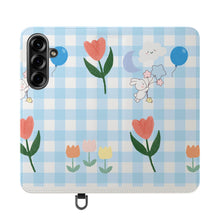 Load image into Gallery viewer, Pastel Blue Gingham iPhone Flip Case