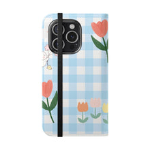 Load image into Gallery viewer, Pastel Blue Gingham iPhone Flip Case