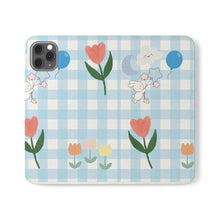 Load image into Gallery viewer, Pastel Blue Gingham iPhone Flip Case