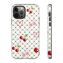 Load image into Gallery viewer, Cherry Hearts Tough Phone Case – Cute Retro Cherry Pattern Protective Cover