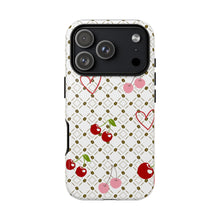 Load image into Gallery viewer, Cherry Hearts Tough Phone Case – Cute Retro Cherry Pattern Protective Cover