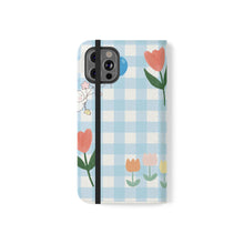 Load image into Gallery viewer, Pastel Blue Gingham iPhone Flip Case