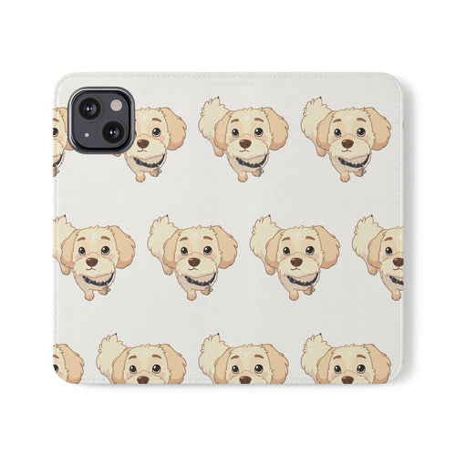 Cute Golden Doodle Pattern Flip Phone Case — Doggy Wallet Cover