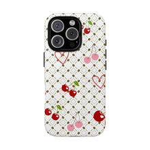 Load image into Gallery viewer, Cherry Hearts Tough Phone Case – Cute Retro Cherry Pattern Protective Cover