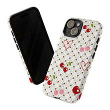 Load image into Gallery viewer, Cherry Hearts Tough Phone Case – Cute Retro Cherry Pattern Protective Cover
