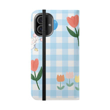 Load image into Gallery viewer, Pastel Blue Gingham iPhone Flip Case