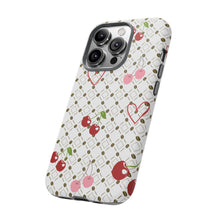 Load image into Gallery viewer, Cherry Hearts Tough Phone Case – Cute Retro Cherry Pattern Protective Cover