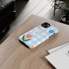 Load image into Gallery viewer, Pastel Blue Gingham Phone Case — Tough Cases
