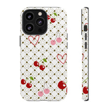 Load image into Gallery viewer, Cherry Hearts Tough Phone Case – Cute Retro Cherry Pattern Protective Cover