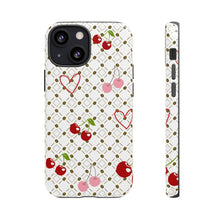 Load image into Gallery viewer, Cherry Hearts Tough Phone Case – Cute Retro Cherry Pattern Protective Cover
