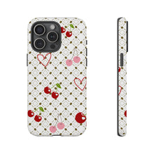Load image into Gallery viewer, Cherry Hearts Tough Phone Case – Cute Retro Cherry Pattern Protective Cover