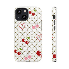 Load image into Gallery viewer, Cherry Hearts Tough Phone Case – Cute Retro Cherry Pattern Protective Cover