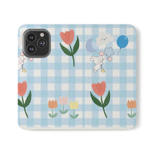 Load image into Gallery viewer, Pastel Blue Gingham iPhone Flip Case