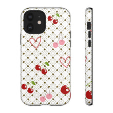 Load image into Gallery viewer, Cherry Hearts Tough Phone Case – Cute Retro Cherry Pattern Protective Cover