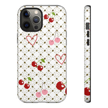 Load image into Gallery viewer, Cherry Hearts Tough Phone Case – Cute Retro Cherry Pattern Protective Cover