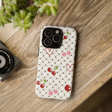 Load image into Gallery viewer, Cherry Hearts Tough Phone Case – Cute Retro Cherry Pattern Protective Cover