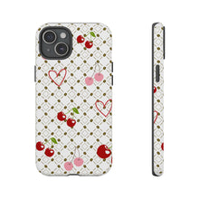 Load image into Gallery viewer, Cherry Hearts Tough Phone Case – Cute Retro Cherry Pattern Protective Cover