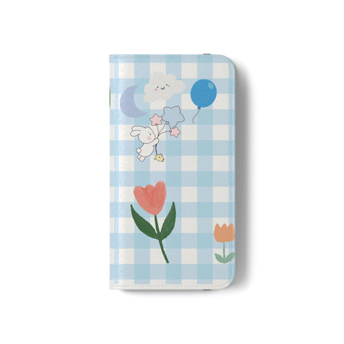Pastel Blue Gingham iPhone Flip Case