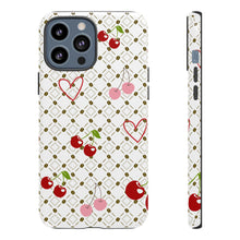 Load image into Gallery viewer, Cherry Hearts Tough Phone Case – Cute Retro Cherry Pattern Protective Cover