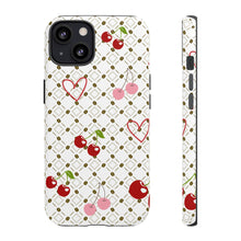 Load image into Gallery viewer, Cherry Hearts Tough Phone Case – Cute Retro Cherry Pattern Protective Cover