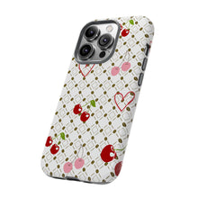 Load image into Gallery viewer, Cherry Hearts Tough Phone Case – Cute Retro Cherry Pattern Protective Cover