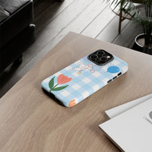 Load image into Gallery viewer, Pastel Blue Gingham Phone Case — Tough Cases
