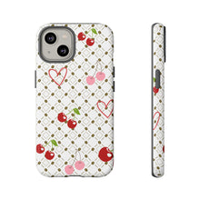 Load image into Gallery viewer, Cherry Hearts Tough Phone Case – Cute Retro Cherry Pattern Protective Cover
