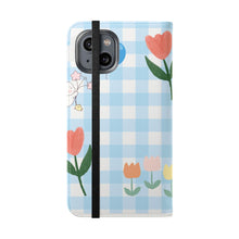 Load image into Gallery viewer, Pastel Blue Gingham iPhone Flip Case