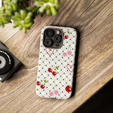 Load image into Gallery viewer, Cherry Hearts Tough Phone Case – Cute Retro Cherry Pattern Protective Cover
