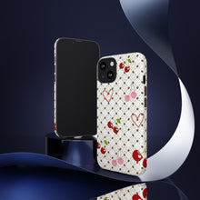 Load image into Gallery viewer, Cherry Hearts Tough Phone Case – Cute Retro Cherry Pattern Protective Cover