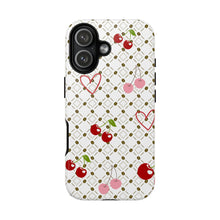 Load image into Gallery viewer, Cherry Hearts Tough Phone Case – Cute Retro Cherry Pattern Protective Cover