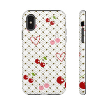 Load image into Gallery viewer, Cherry Hearts Tough Phone Case – Cute Retro Cherry Pattern Protective Cover