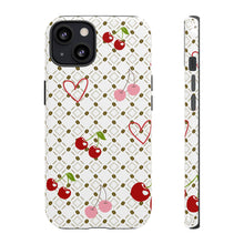 Load image into Gallery viewer, Cherry Hearts Tough Phone Case – Cute Retro Cherry Pattern Protective Cover