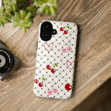 Load image into Gallery viewer, Cherry Hearts Tough Phone Case – Cute Retro Cherry Pattern Protective Cover