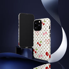 Load image into Gallery viewer, Cherry Hearts Tough Phone Case – Cute Retro Cherry Pattern Protective Cover