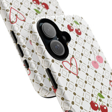 Load image into Gallery viewer, Cherry Hearts Tough Phone Case – Cute Retro Cherry Pattern Protective Cover