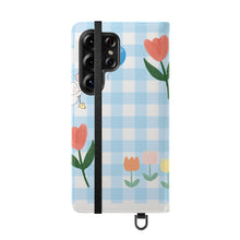 Load image into Gallery viewer, Pastel Blue Gingham iPhone Flip Case