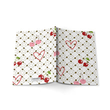 Load image into Gallery viewer, Cherry Heart A5 Notebook — Cute Retro Cherry Pattern Journal