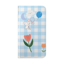Load image into Gallery viewer, Pastel Blue Gingham iPhone Flip Case