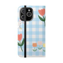 Load image into Gallery viewer, Pastel Blue Gingham iPhone Flip Case