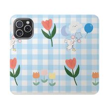Load image into Gallery viewer, Pastel Blue Gingham iPhone Flip Case