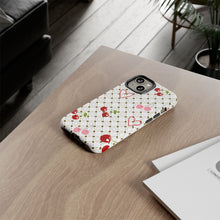 Load image into Gallery viewer, Cherry Hearts Tough Phone Case – Cute Retro Cherry Pattern Protective Cover