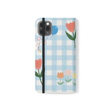 Load image into Gallery viewer, Pastel Blue Gingham iPhone Flip Case