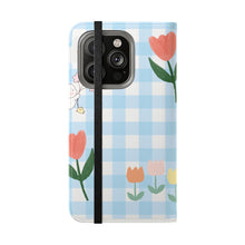 Load image into Gallery viewer, Pastel Blue Gingham iPhone Flip Case